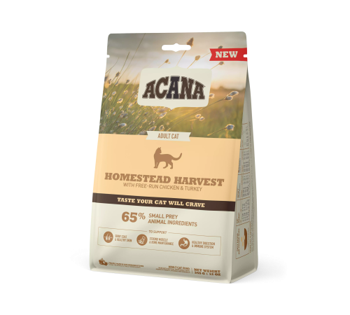 ACANA CAT HOMESTEAD HARVEST 0,34 кг/курица+индейка/ низкозерновой корм для кошек  0,34 кг 