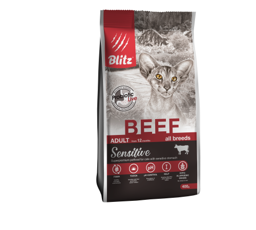 BLITZ ADULT CATS BEEF /говядина/ Полнорационный корм для кошек 0,4 кг