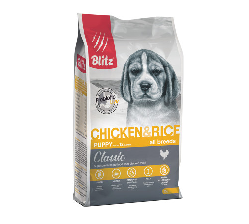 BLITZ PUPPY CHICKEN & RICE/курица+рис/Полнорационный корм для щенков 2 кг