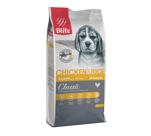 BLITZ PUPPY CHICKEN & RICE /курица+рис/Полнорационный корм для щенков15 кг