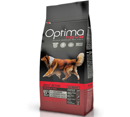 OPTIMANOVA  Adult Active Chicken&Rice 12 kg /курица+рис/Полнорационный корм для активных собак 12 кг