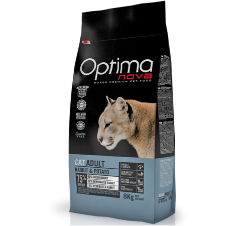 OPTIMANOVA Cat Adult Grain Free Rabbit&Potato 8 kg /кролик+картофель/Беззерновой корм для кошек 8 кг