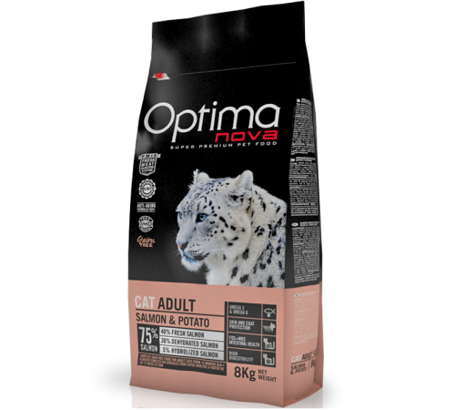 OPTIMANOVA Cat Adult Grain Free Salmon&Potato 2 kg /лосось+картофель/ Беззерновой корм для кошек 2 кг