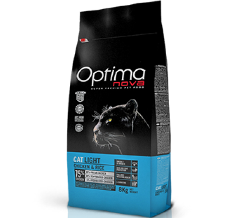 OPTIMANOVA Cat Adult Light Chicken&Rice 8 kg /курица+рис/ Полнорационный корм для кошек,склонных к избыточному весу 8 кг