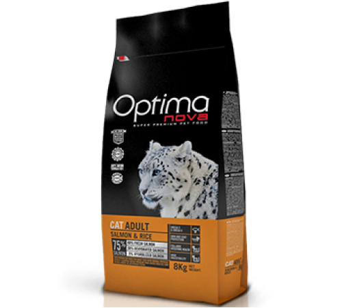 OPTIMANOVA Cat Adult Salmon&Rice 8 kg /лосось+рис/Полнорационный корм для  кошек  8 кг                                                     