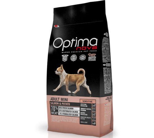 OPTIMANOVA Grain Free Adult Mini Salmon&Potato 8 kg /лосось+картофель/ Беззерновой корм для собак мелких пород с чувствит пищеварением 8 кг