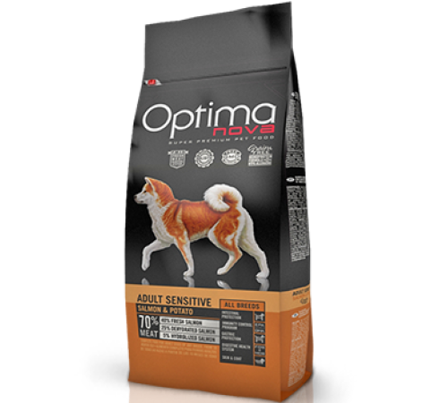 OPTIMANOVA Grain Free Adult Sensitive Salmon&Potato 12 kg /лосось+картофель/Беззерновой корм для собак с чувствит пищеварением 12кг 