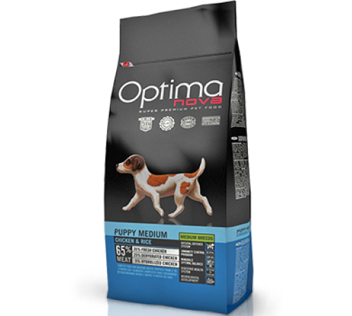OPTIMANOVA Puppy Medium Chicken&Rice 12 kg /курица+рис/Полнорационный корм для щенков средних пород 12 кг