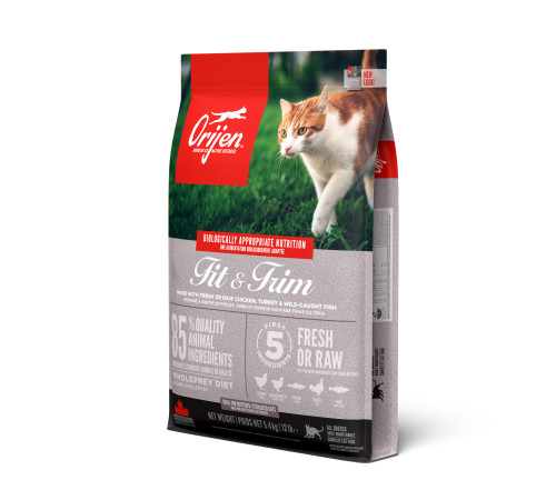 ORIJEN CAT FIT & TRIM  5,4кг/курица+индейка+рыба/ беззерновой корм для взрослых кошек, склонных к полноте 5,4 кг