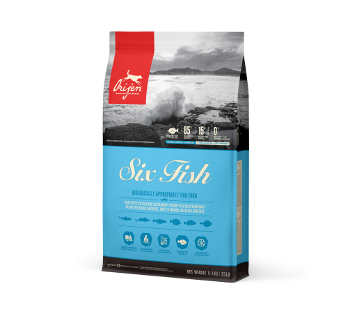 ORIJEN DOG SIX FISH  11,4кг/рыба/ беззерновой корм для собак 11,4 кг