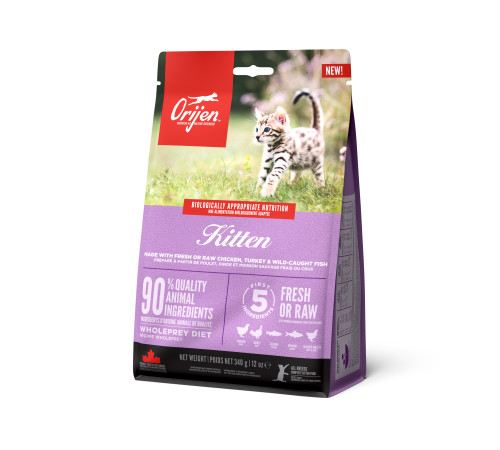 ORIJEN KITTEN 0,34кг /цыпленок+индейка+рыба/ беззерновой корм для котят 0,34 кг